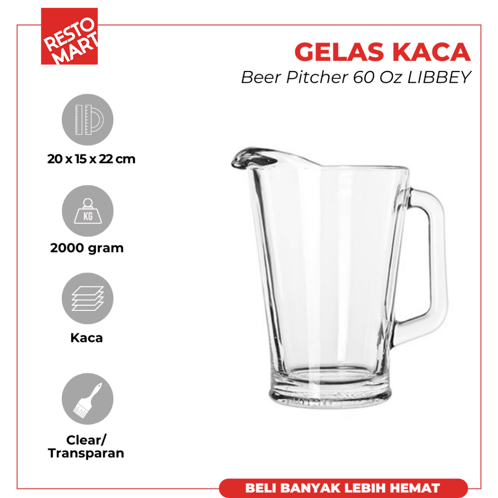 Gelas Kaca 1.8 Liter / Beer Pitcher 60 oz LIBBEY Kaca (2063029)  (F10)