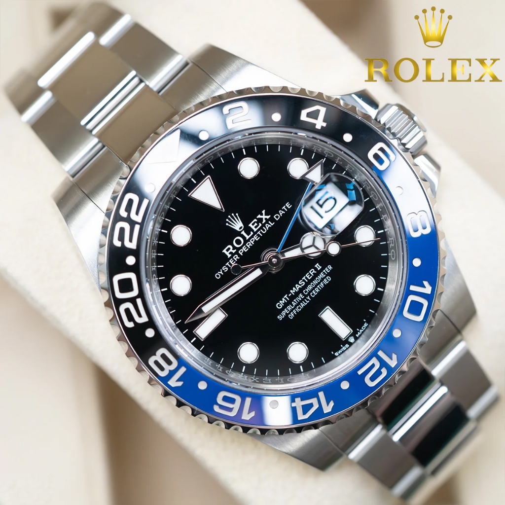 【100%Original】Rolex GMT-Master II Batman M126710BLNR-0002 Jam Pria - Otomatis SS Hitam Biru