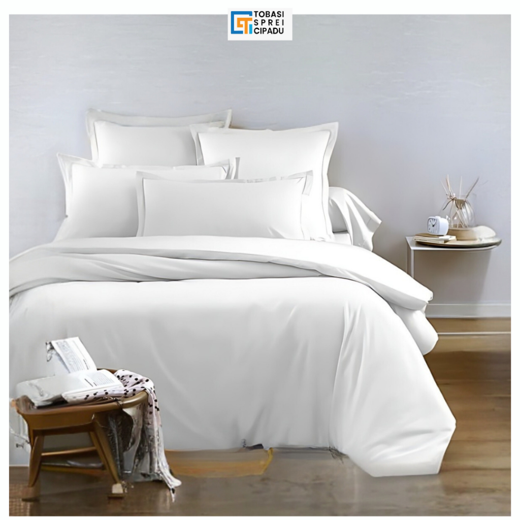 Sprei Hotel Putih Polos ll Sprei Fitted Antigeser Katun Ukuran 200x200 Tc 150