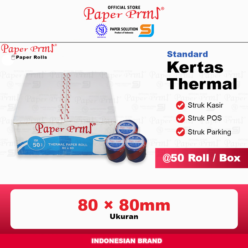 

Kertas Thermal Struk 80x80mm Paperpryns Standard (1 Box isi 50 Roll)