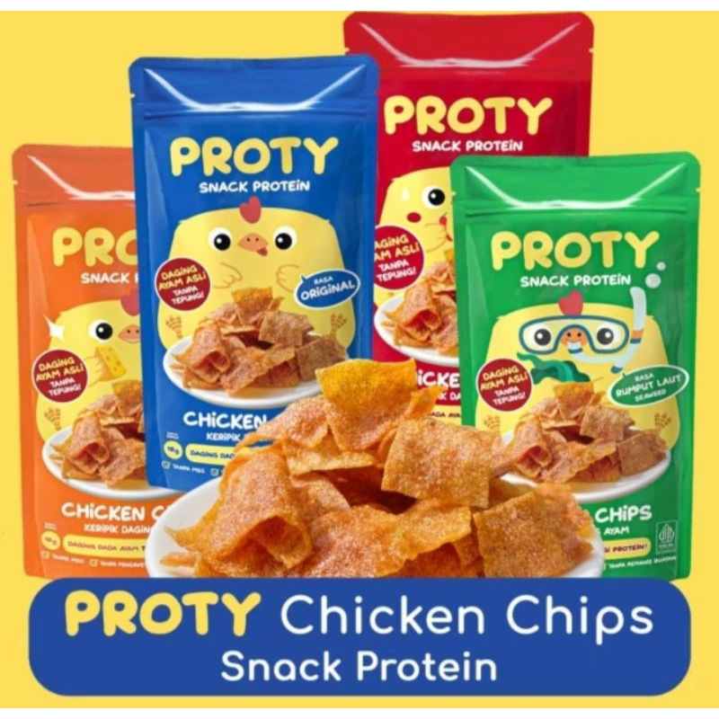 

PROTY Chicken Chips Original (1 pcs) - Keripik Daging Ayam Krispi - Snack Cemilan Protein Sehat - 18 gr