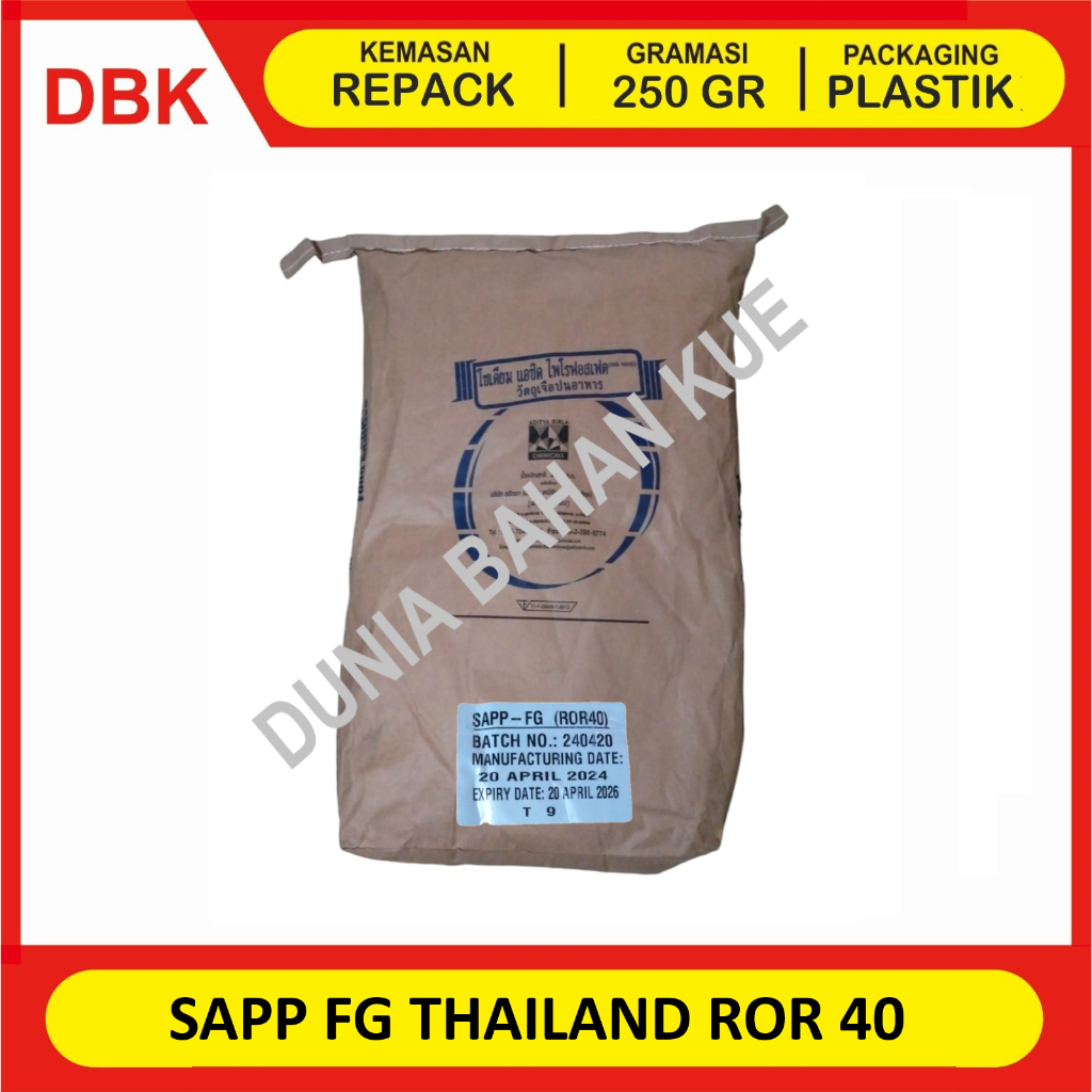 

SODIUM ACID PYROPHOSPATE / SAPP ex. THAILAND ROR 40 - REPACK 250 GR