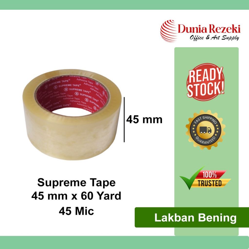 

Lakban Opp tape 45MM 60 Y 45mic [ Bening Coklat ] Supreme Tape