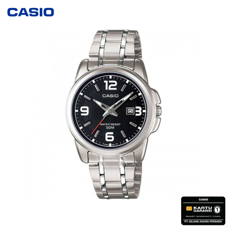 JAM TANGAN CASIO WANITA CASIO LTP-1314D-1A ORIGINAL - LTP1314D SILVER BLACK CASIO ORIGINAL