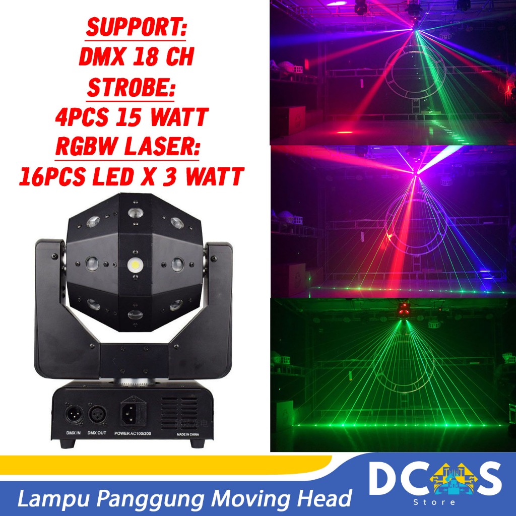 Lampu Proyektor Panggung Laser Disco Ball Moving Head 16LED DMX512
