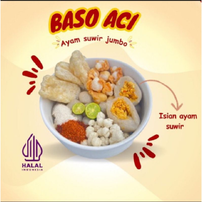 

1 bungkus baso Aci jumbo isi ayam suwir pedas/free 1 bungkus minimal order 10 Bks