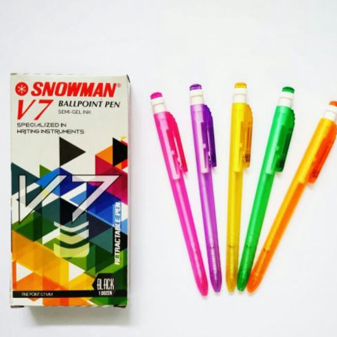

SPESIAL AWAL TAHUN PEN PULPEN SNOWMAN V7 WARNA WARNI 12 PCS