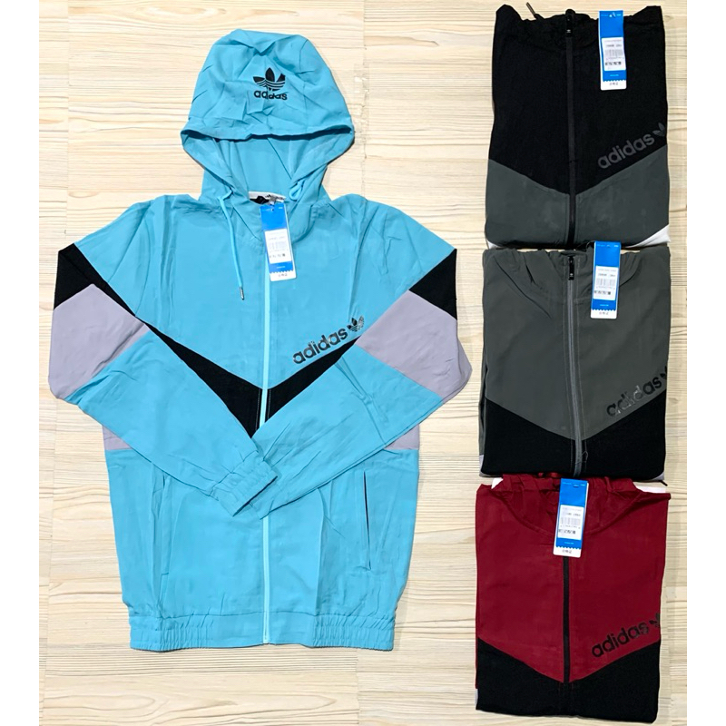 JAKET MICRO PRIA LENGAN PANJANG TOPI KUPLUK IMPORT ADIDAS RUNNING OLAHRAGA   TOSCA BIRU HITAM ABU GE