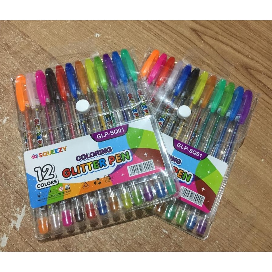 

DIJAMIN BARU Glitter Pen Squeezy 12 Warna