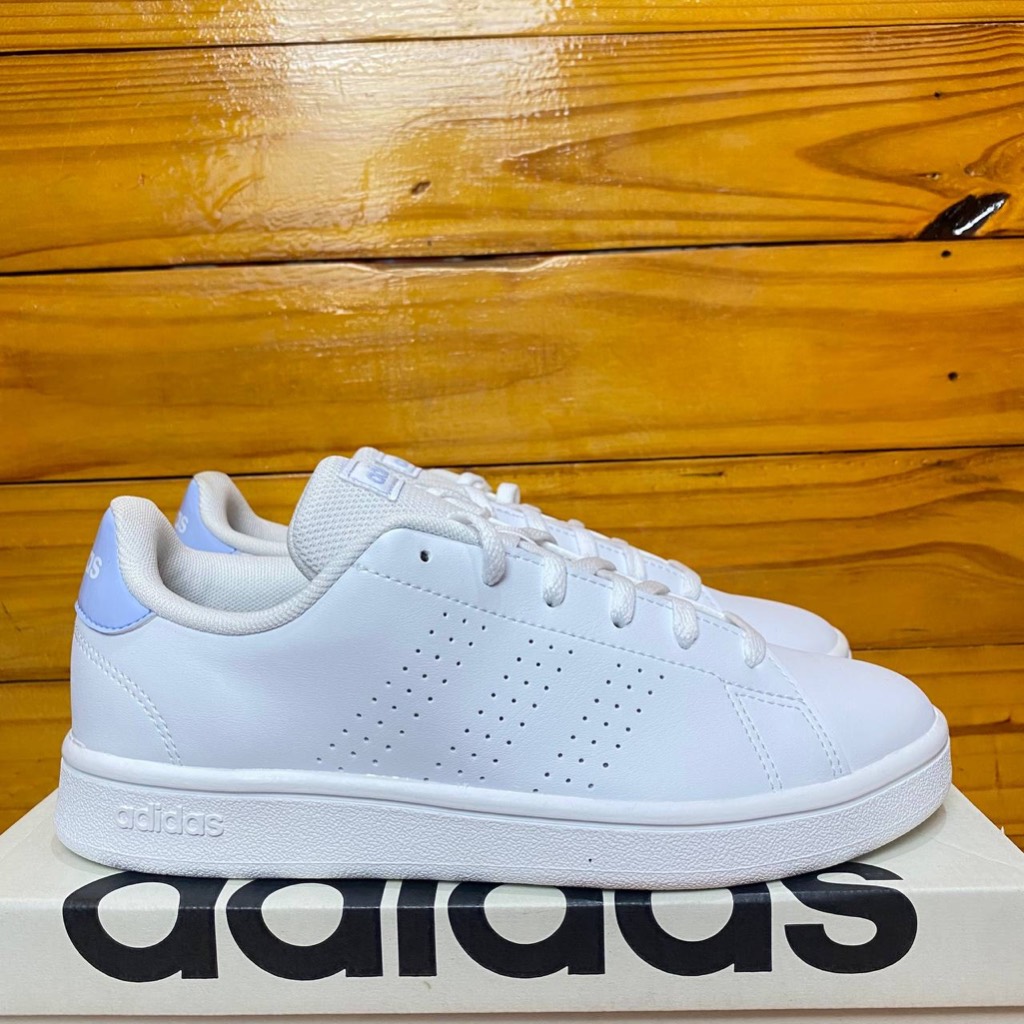 SEPATU ADIDAS WANITA ADIDAS ADVANTAGE BASE ID9572  WHITE BLUE SNEAKER CASUAL LEATHER KULIT COD ORIGI
