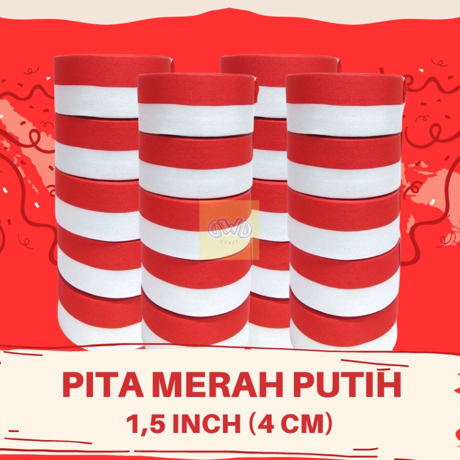 

BARANG TERUPDATE Pita Merah Putih 15 inch 4 cm Pita Bendera