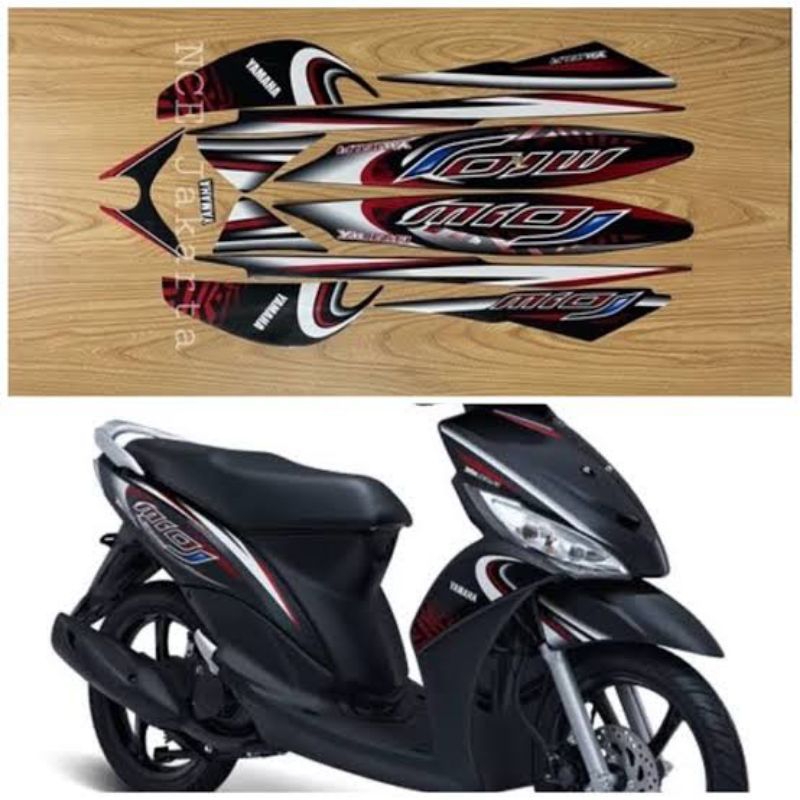 Lis les polet sticker strip stripping stiker setiker motor Yamaha Mio J tahun 2012 2013 Warna Hitam 