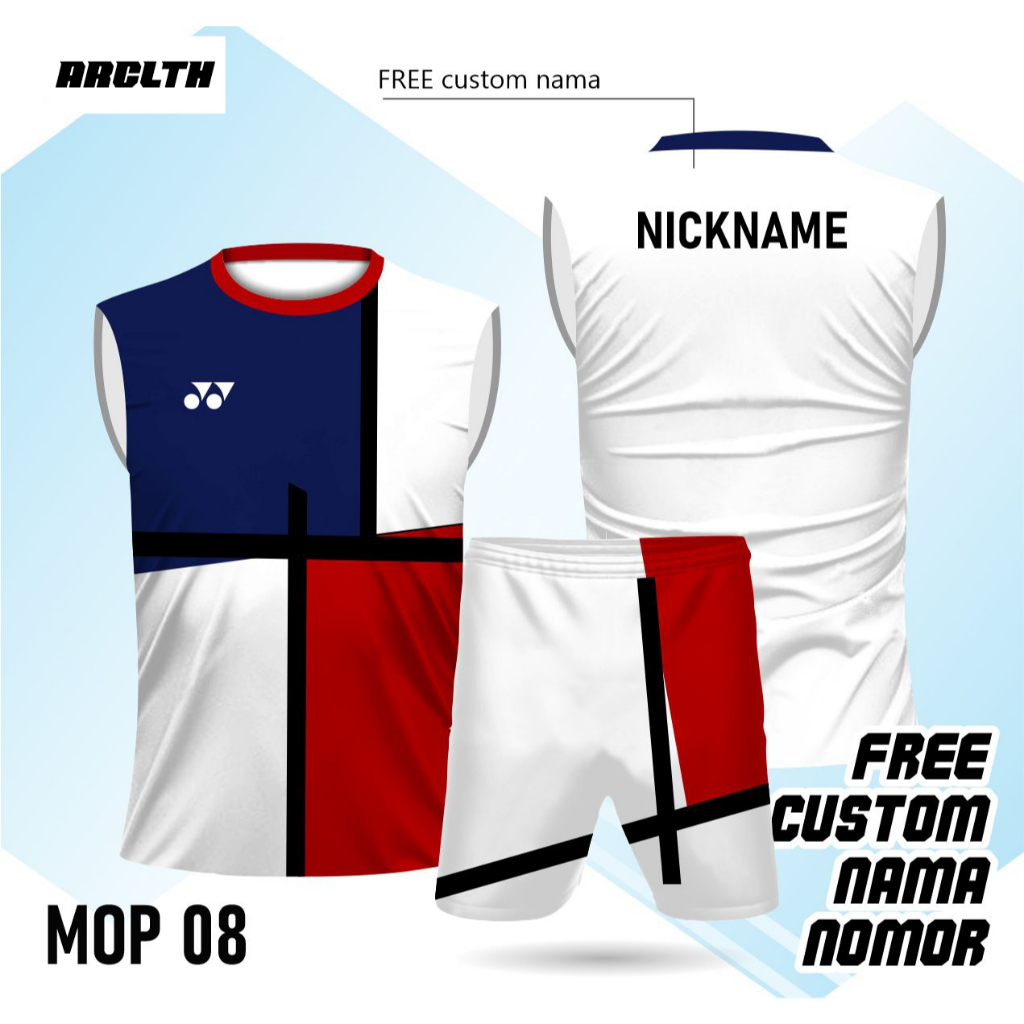 SETELAN Jersey Badminton Bulutangkis SINGLET FREE CUSTOM