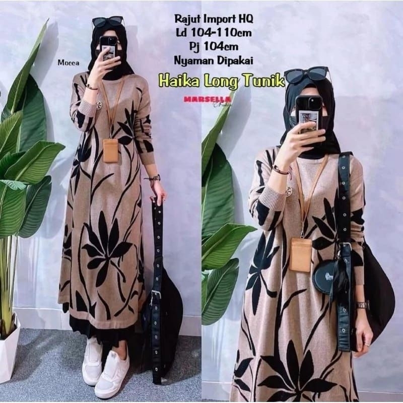 Haika long tunik rajut import baju tunik atasan wanita terbaru