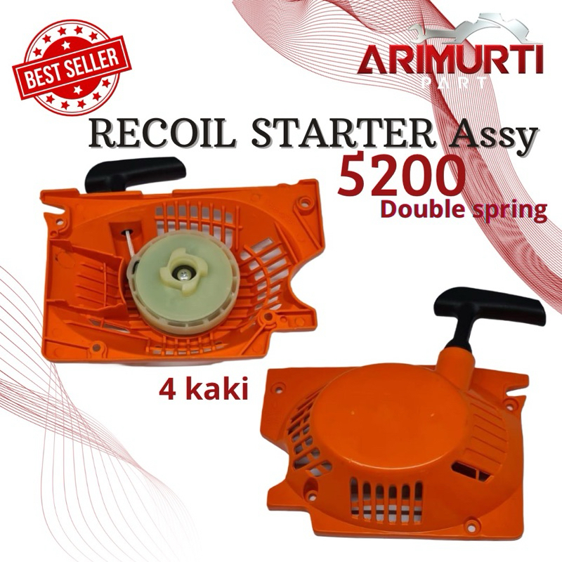 Recoil Starter Assy 5200 empat kaki mesin gergaji kayu| tarikan engkol mesin Chain Saw kecil 5200 58