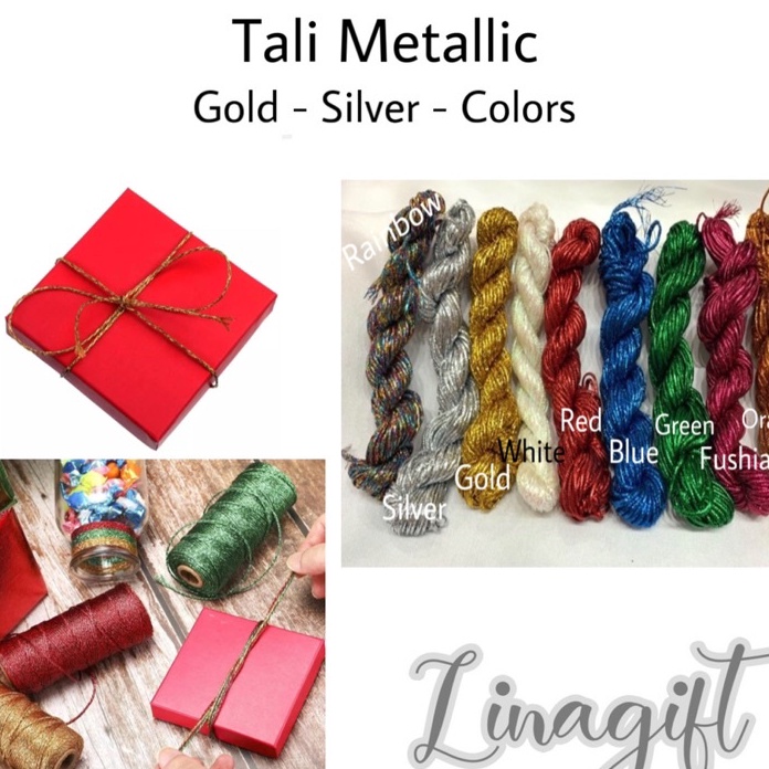 

HARGA SPESIAL Rol 5 Yard METALLIC ROPE GOLD SILVER TALI METALIK MAS EMAS PERAK IKAT SOUVENIR PACKAGING DIY GOODIE BAG BINGKISAN PENGIKAT RAIOW PEARL WHITE GREEN RED NAVY BLUE ORANGE