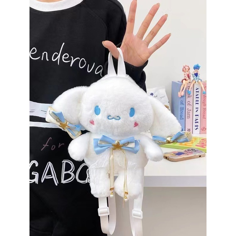 (COD) Tas Ransel Disney Plushie Karakter Cinnamoroll Backpack Bulu Lucu Wanita Remaja  Tas Ransel bo