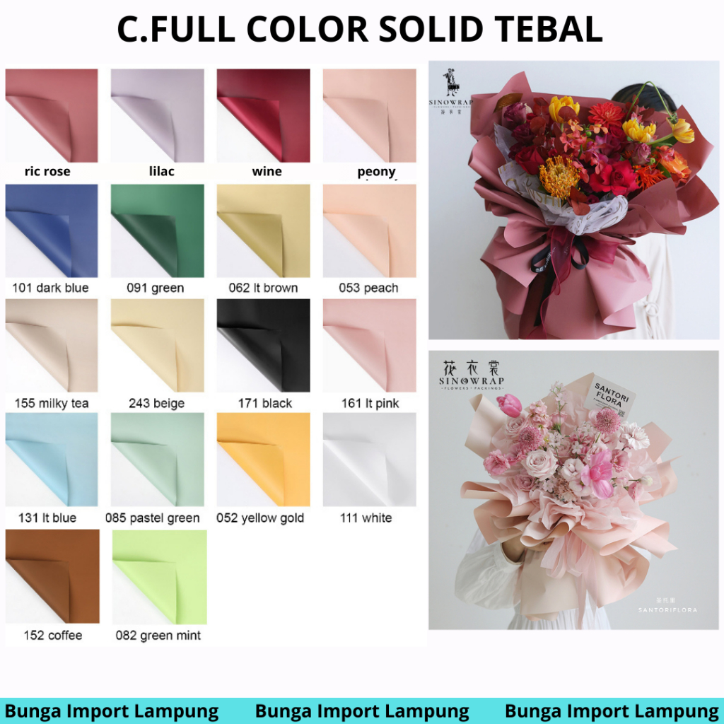 

(pack)Kertas Buket Cellophane Full Color Solid Tebal