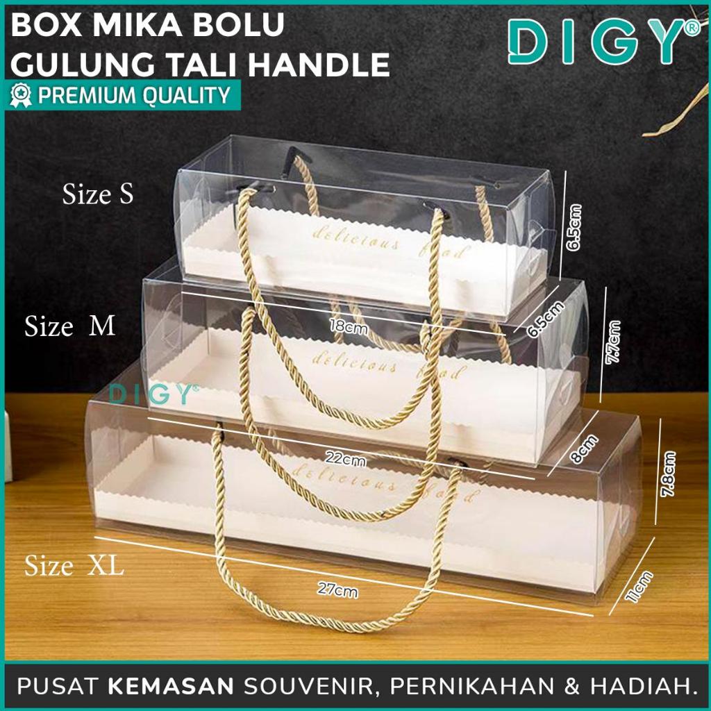 

Box mika Bolu Gulung Tali Handle / Wadah kotak tutupan Mika / Dessert Box Kotak / Tempat Mochi / Cake Box / Paper Box