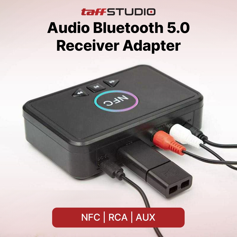 Audio Bluetooth 5.0 Receiver Adapter NFC RCA AUX frekuensi respon 10 Hz - 20 kHz
