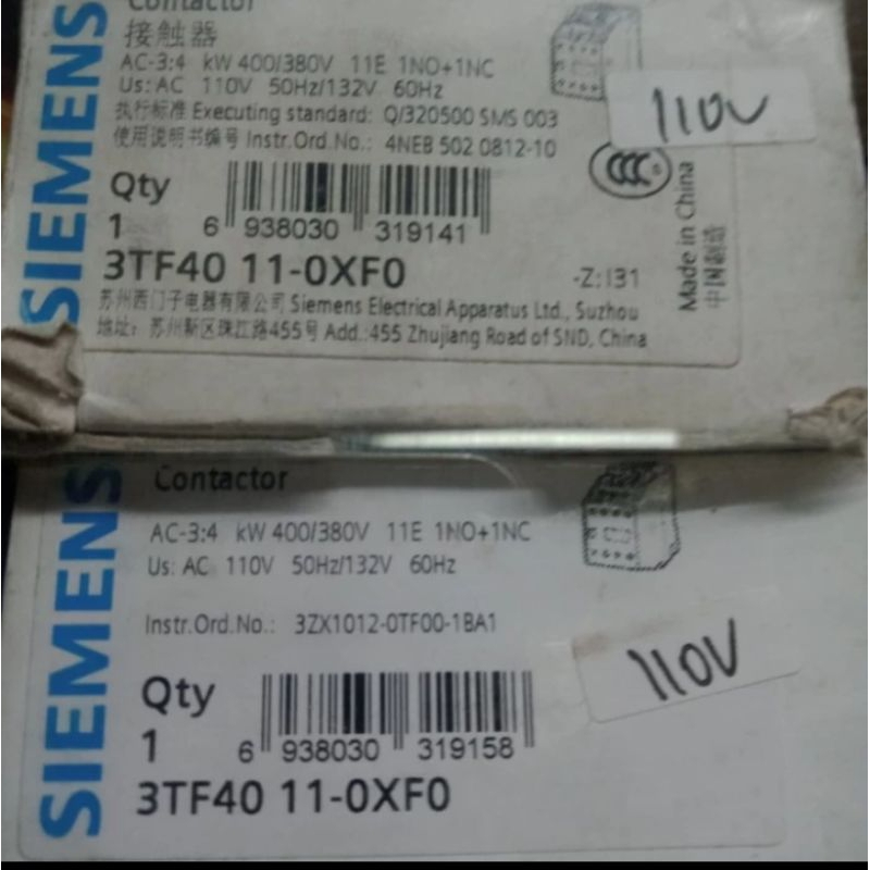 KONTAKTOR SIEMENS 3TF40 110XPO 110V ORIGINAL ASLI