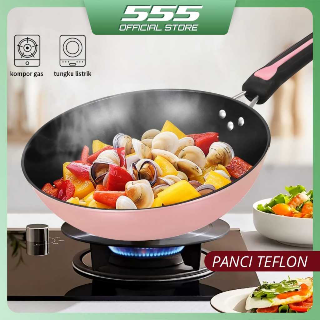 Panci Teflon 30cm Wajan Penggorengan Anti lengket Wok Pan / Teflon Jumbo Praktis