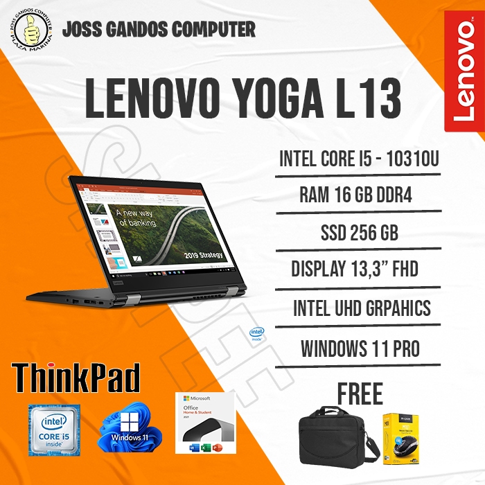 LENOVO YOGA L13/INTEL CORE I5 - 10310U/RAM 16 GB/SSD 256 GB/LAYAR 13,3" FHD/WINDOWS 11 PRO