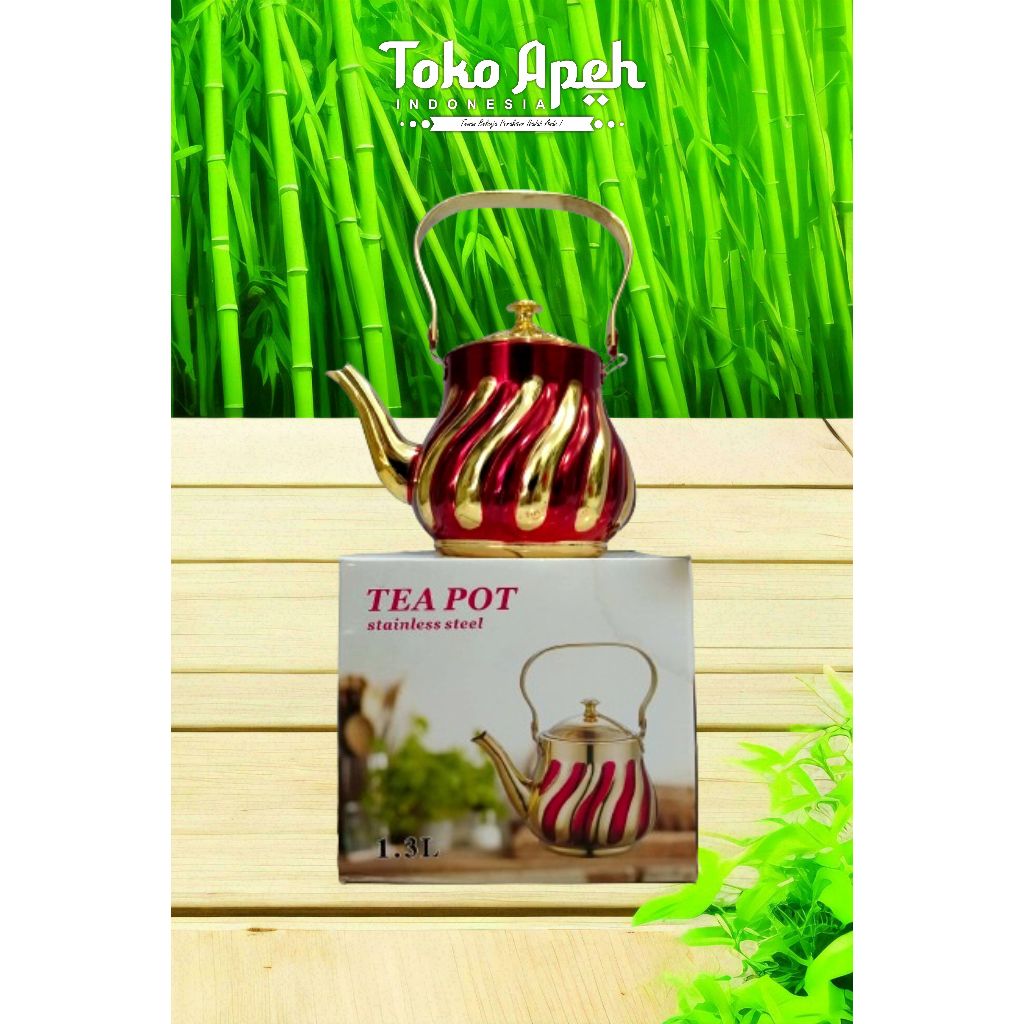 Teko Ketel Gold Teko Teh / Teko Air Zam-zam Antik Elegant Tea Kettle Stainless Steel Teko Ibrik