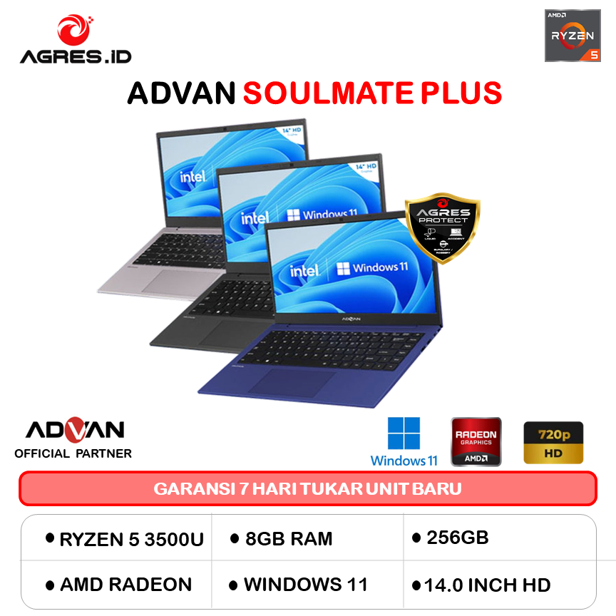 ADVAN SOULMATE PLUS RYZEN 5 3500 16GB 512GB W11+OFFICE PERMANEN 14.0 GRY