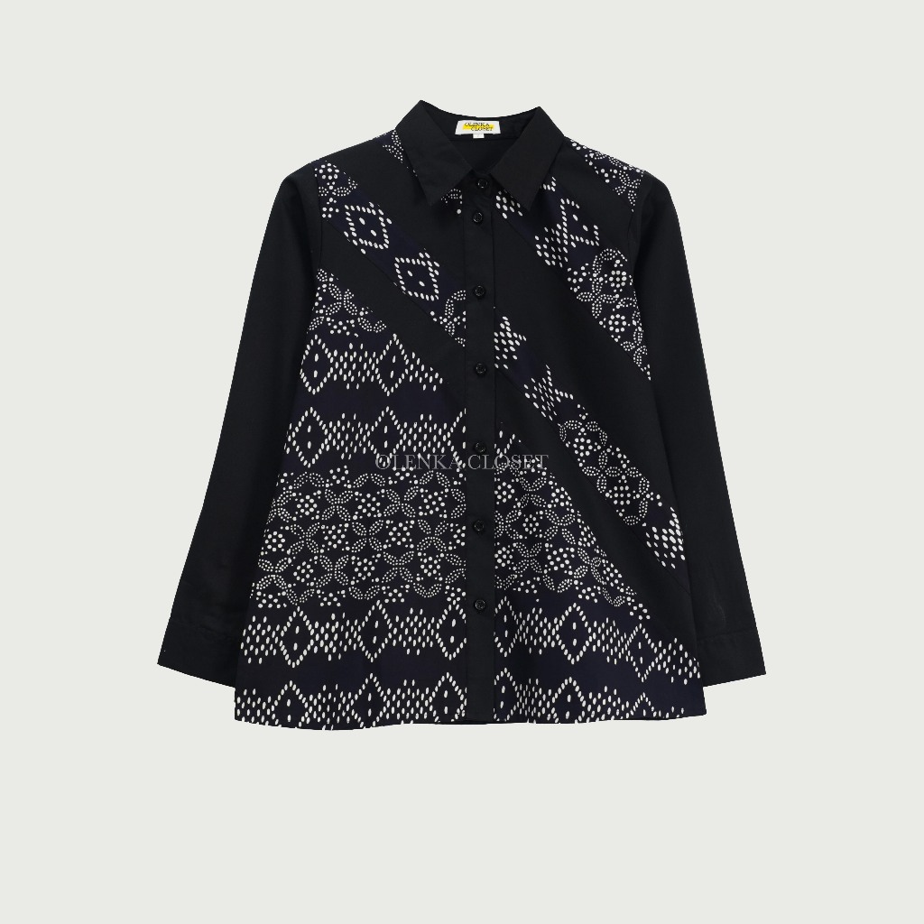 Atasan Batik 154 Hitam Baju Blus Blouse Kerja Wanita Modern
