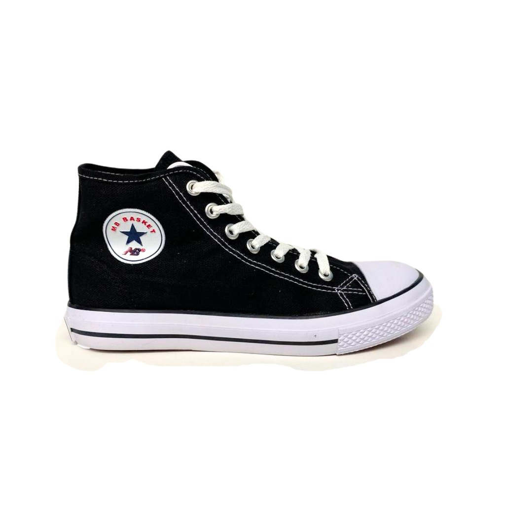 Sepatu sekolah Pria Wanita Master Basket HIGH CUT Hitam putih