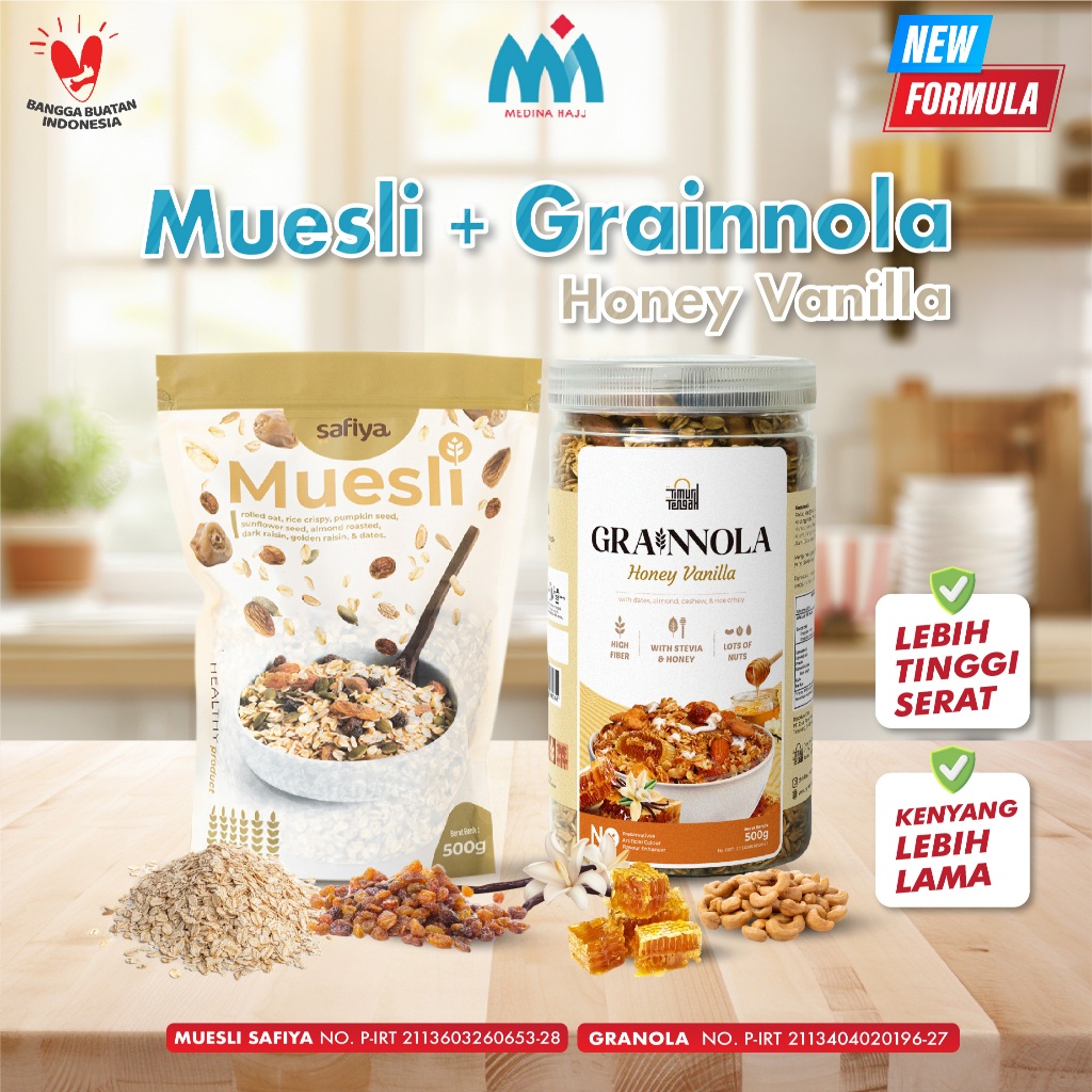 

Korzaln [Paket Hemat] Special 2 In 1 Muesli Safiya 500 Gr + Granola Timur Tengah 500Gr