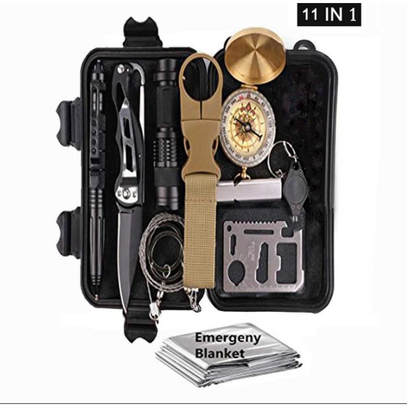Set Box SURVIVAL KIT fullset perlengkapan survival olahraga outdoor perlengkapan CAMPING HIKING mend