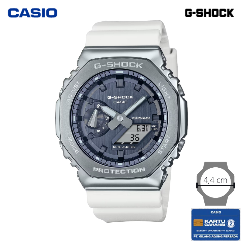 JAM TANGAN CASIO PRIA CASIO G-SHOCK GM-2100WS-7A - GM 2100WS 7A PUTIH G-SHOCK ORIGINAL