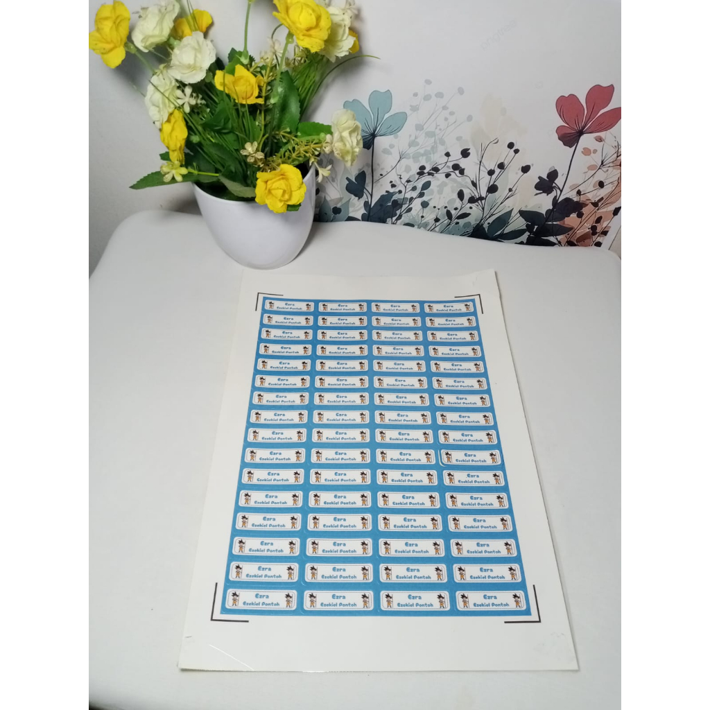 

Sticker Label Nama print and cutting uk. 1x4 cm - isi 64pcs/ lembar A4