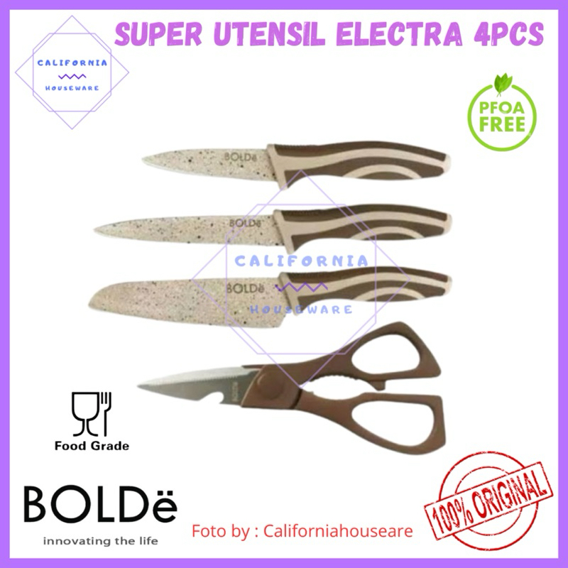 BOLDE Electra Set Pisau + Gunting /Pisau Set 4pcs BOLDE
