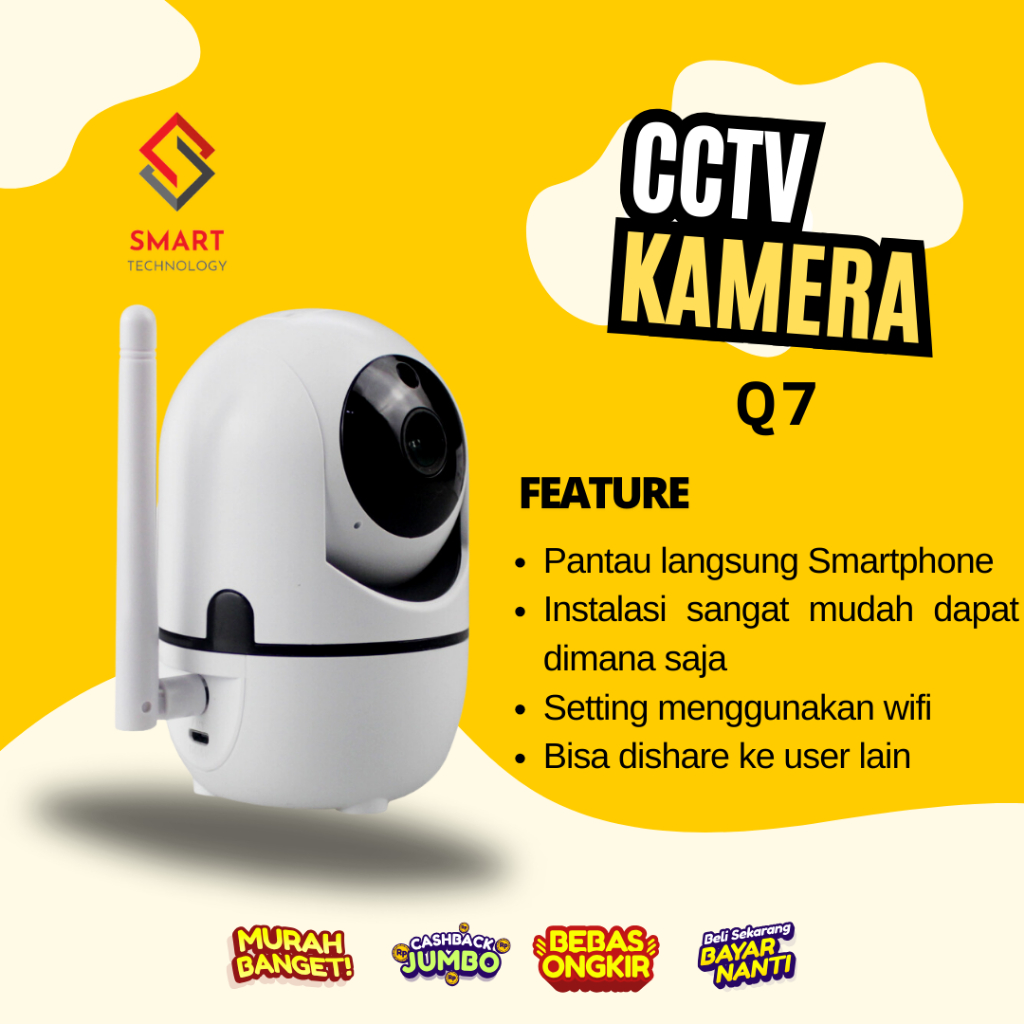 ( TERMURAH ) PTZ Wifi Smart Camera 720P - Q7 [V380PRO]