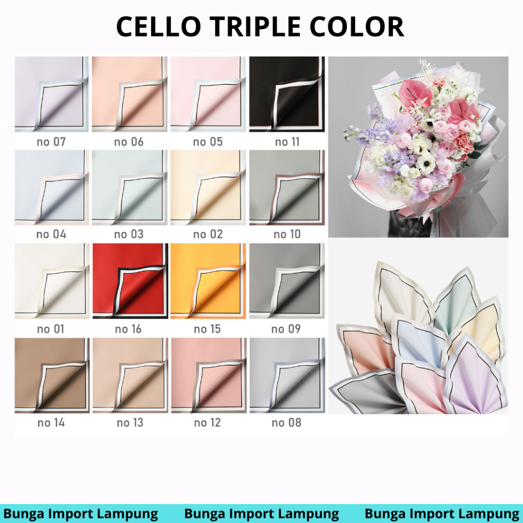 

(lembaran) Kertas Buket cellophane Solid triple colors