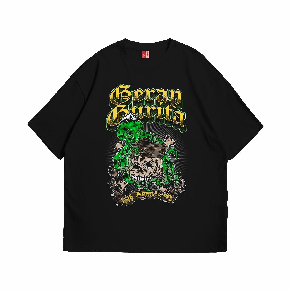BSTZ | TSHIRT BAND GERAP GURITA - KAOS OVERSIZE - HITAM DAN BIRU DONGKER HEAVY WEIGHT