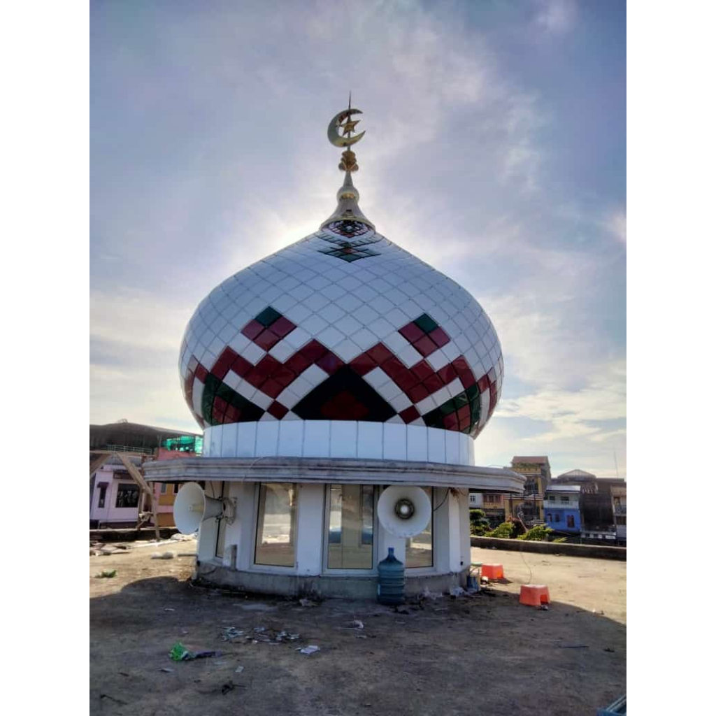 KUBAH MASJID BESAR BAHAN ENAMEL GALVALUME MEWAH KUAT DAN TAHAN LAMA DIAMETER 700CM TINGGI 420CM