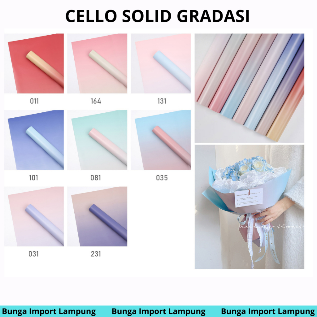 

(Pack) Kertas Buket Cellophane Solid Gradasi isi 20 lembar