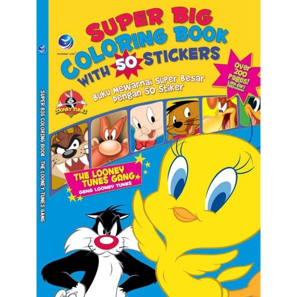 Super Big Coloring Book With 50 Stickers The Looney Gang, Buku Mewarnai Super Besar dengan 50 Stiker