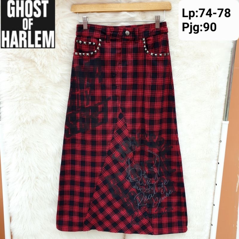 GHOST of HARLEM Studs Flannel Maxi Skirt Tartan