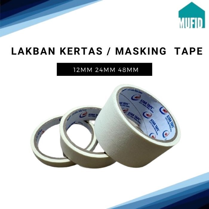 

Masking Tape Lakban Kertas Tape 12mm 24mm 48mm x 10 meter