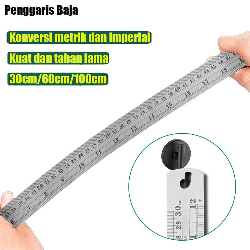 

Penggaris Besi 30/50/100cm Stainless Steel Ruler penggaris multifungsi Mistar / Ruller Stainless 1 Meter