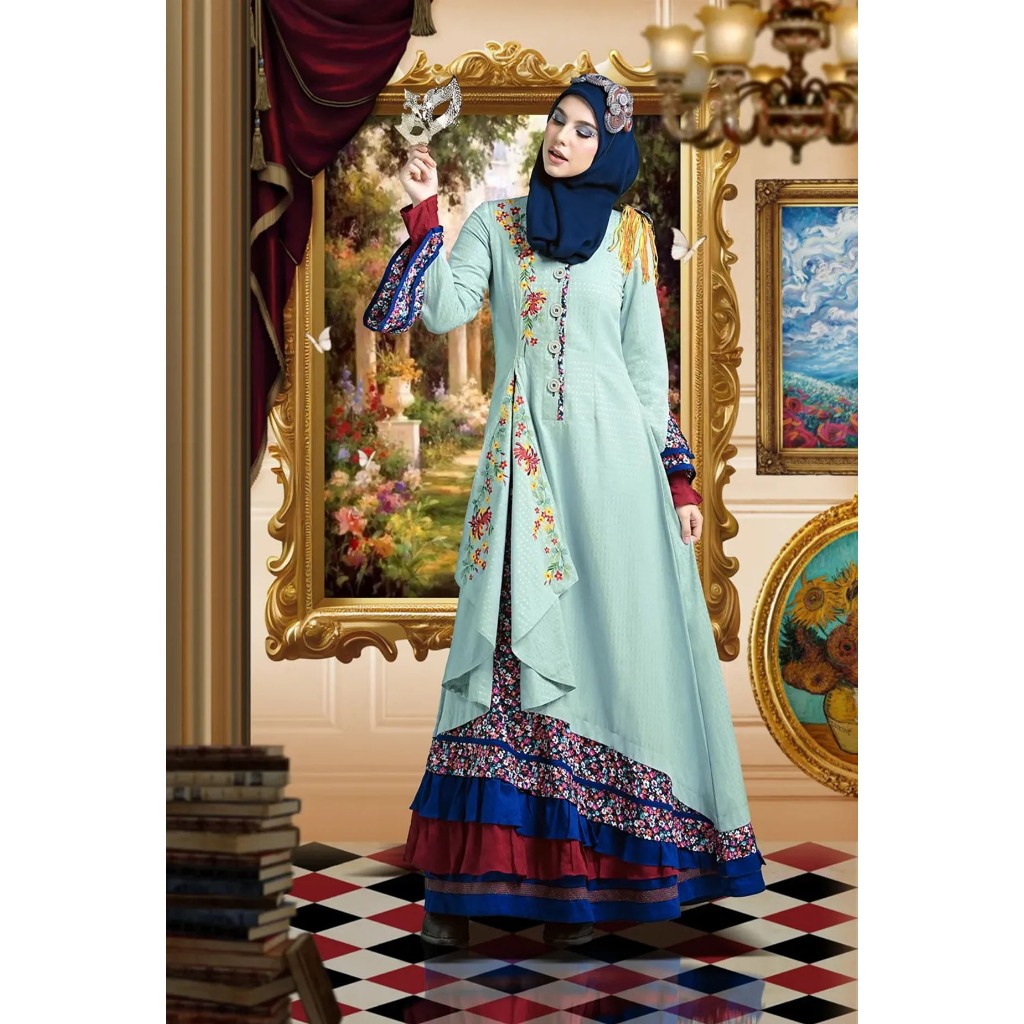 Gamis Tosca Serendipity TUNEECA T-0824012, Gamis tosca elegan merampingkan, Gamis kondangan warna to