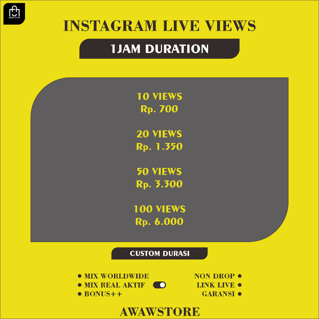 Instagram Live Views Penonton Live IG Durasi Custom