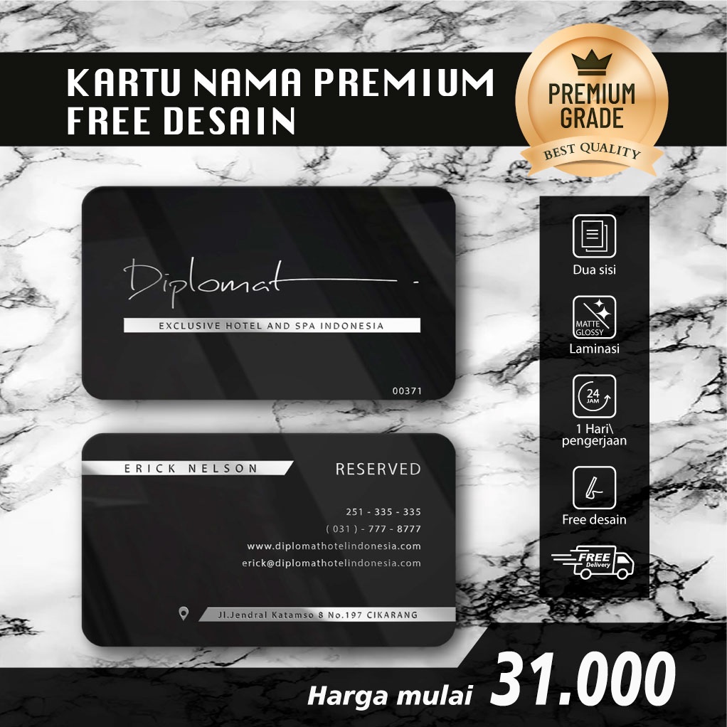 

Kartu Nama Premium Free Desain Custom Full Laminasi