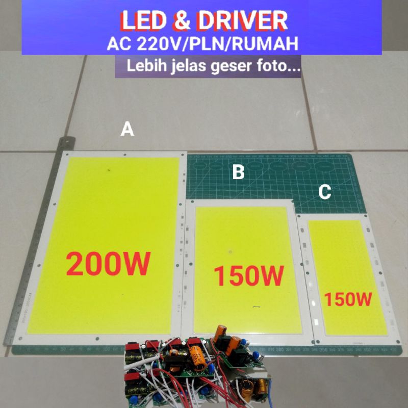 LED 150W & Driver 220V/PLN/Rumahan, Papan pcb cob plasma besar hpl super bright