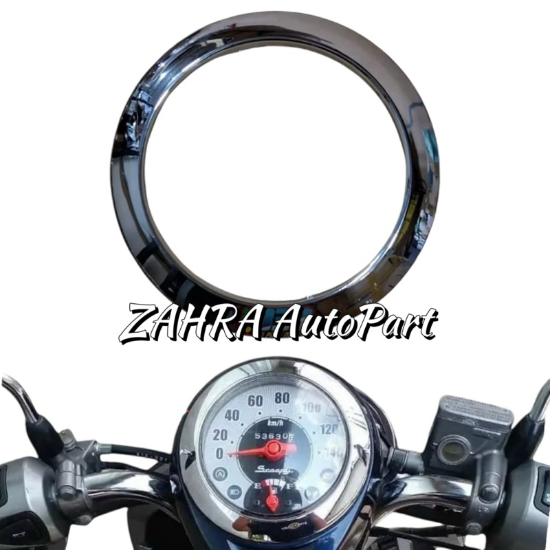 Cover ring garnish speedometer scoopy fi esp K16 tahun 2014-2016 croome dan hitam